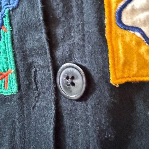 Michael Simon Vtg Halloween Cardigan Sweater 2X Black Ghost Bat Spider Pumpkin - Picture 11 of 13